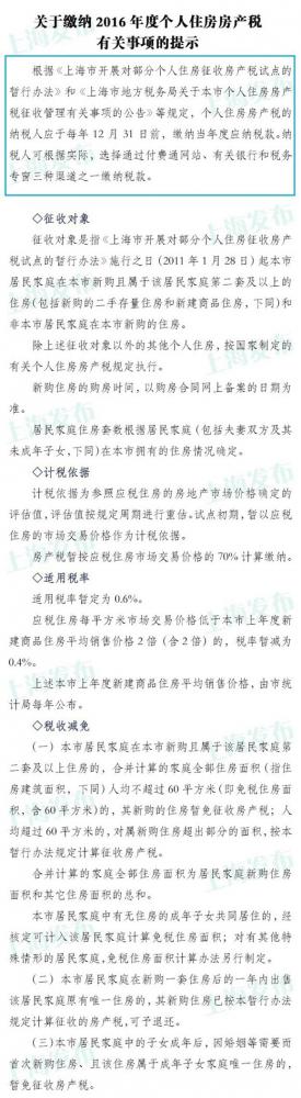 上海税务:请于年末前缴纳个人房产税6种情形可减免
